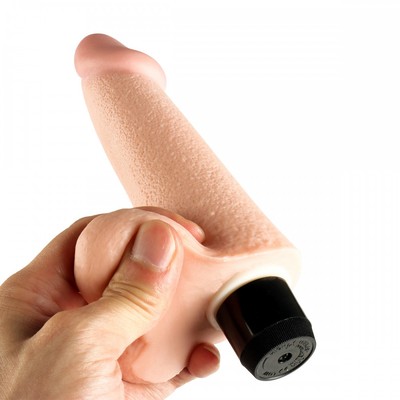 Foto 6 do produto Prótese em TPE no Formato de Pênis Realístico com Escroto, Glande e Vibração Multivelocidade - Realistic The Original Cock | 12,5 x 3,1cm
