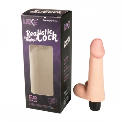 Foto 1 do produto Prótese em TPE no Formato de Pênis Realístico com Escroto, Glande e Vibração Multivelocidade - Realistic The Original Cock | 12,5 x 3,1cm