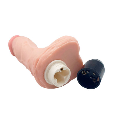 Foto 4 do produto Prótese em TPE no Formato de Pênis Realístico com Escroto, Glande e Vibração Multivelocidade - Realistic The Original Cock | 16 x 3,5 cm