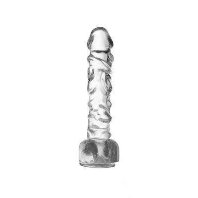 Foto 3 do produto Prótese em TPE Transparente no Formato Realístico de Pênis com Glande Definida, Escroto e Ventosa - Glassy Dildo "10" | 20 x 5 cm