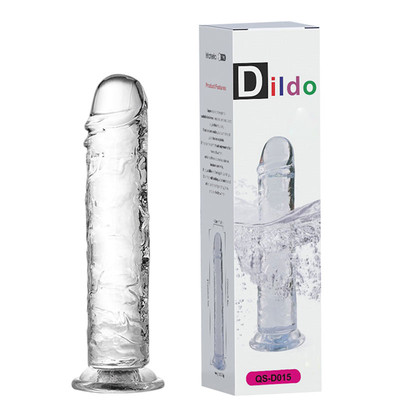 Prótese em TPE Transparente com Glande Realística, Veias e Ventosa - Dildo | 25 x 5 cm