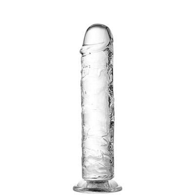 Prótese em TPE Transparente com Glande Realística, Veias e Ventosa - Dildo | 28 x 5,5 cm