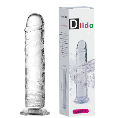Prótese em TPE Transparente com Glande Realística, Veias e Ventosa - Dildo | 28 x 5,5 cm