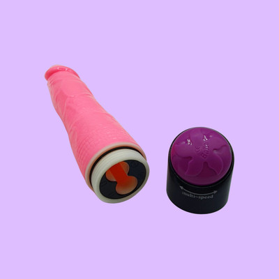 Foto 4 do produto Prótese em PVC no Formato Realístico de Pênis Pink com Glande, Veias e Vibração Multivelocidade - Pink Vibe | 18,5 x 3,9 cm