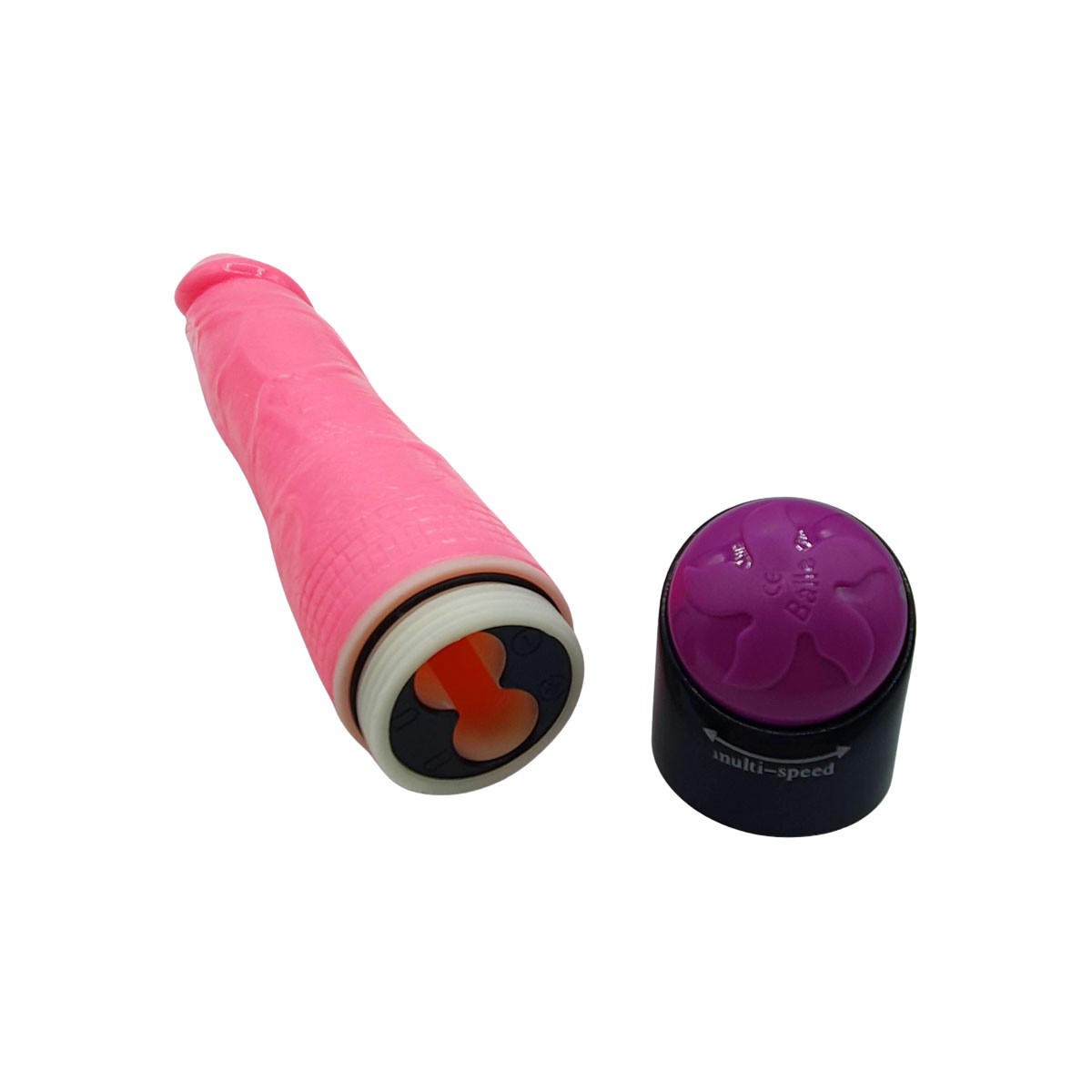 Prótese em PVC no Formato Realístico de Pênis Pink com Glande, Veias e Vibração Multivelocidade - Ly Baile Pink Vibe | 18,5 x 3,9 cm - 8