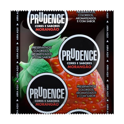 Preservativo com Sabor Morango e Tamanho XXG - Prudence Cores e Sabores Morangão | 3 Unidades