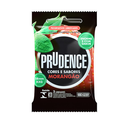 Preservativo com Sabor Morango e Tamanho XXG - Prudence Cores e Sabores Morangão | 3 Unidades
