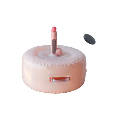 Puff Inflável com Prótese Peniana, Bullet Recarregável, 10 modos de Vibração e Controle Remoto - Fuck Seat With Remote Vibes