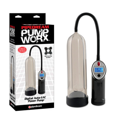 Pump Worx Digital Auto-VAC Power Pump - Bomba Peniana Elétrica com Manômetro Digital (GRÁTIS ANEL MEGA STRETCH) - 21 x 7,5 cm