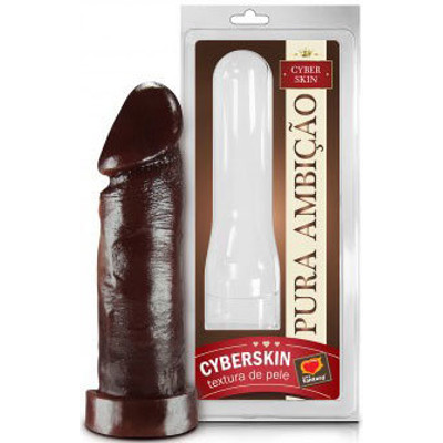 Pura Ambição - Capa Peniana em Formato de Pênis em Cyberskin com Glande e Veias Suaves - 16 x 5 cm | Cor: Chocolate
