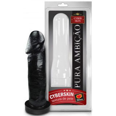 Foto 1 do produto Pura Ambição - Capa Peniana em Formato de Pênis em Cyberskin com Glande e Veias Suaves - 16 x 5 cm | Cor: Preta