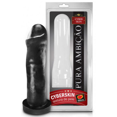 Pura Ambição - Capa Peniana em Formato de Pênis em CyberSkin - 18 x 4,5 cm | Cor: Preta