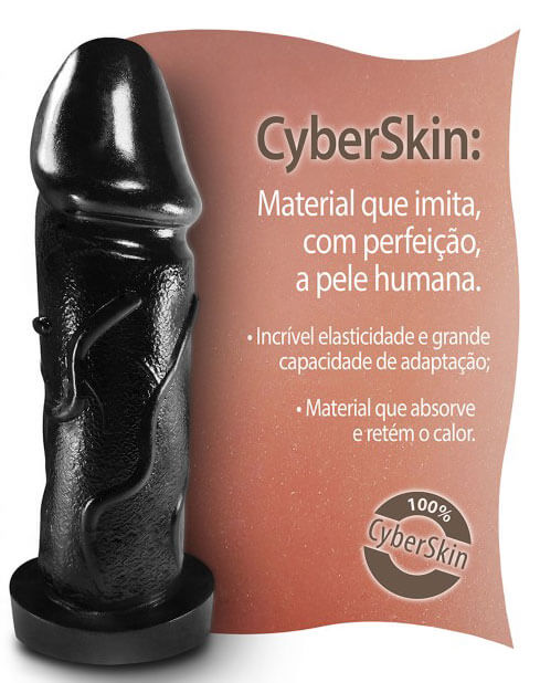 Pura Ambição - Capa Peniana em Formato de Pênis em CyberSkin com Glande Definida e Veias Salientes - 18 x 5 cm | Cor: Preto - 2