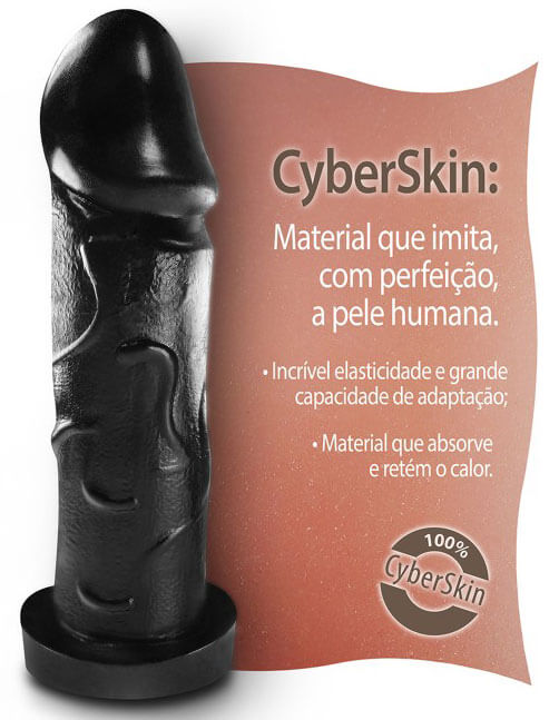 Pura Ambição - Capa Peniana em Formato de Pênis em CyberSkin com Glande Definida e Veias Salientes - 20 x 6 cm | Cor: Preto - 2