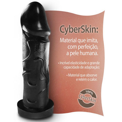 Foto 2 do produto Pura Ambição - Capa Peniana em Formato de Pênis em CyberSkin com Glande Definida e Veias Salientes - 20 x 6 cm | Cor: Preto