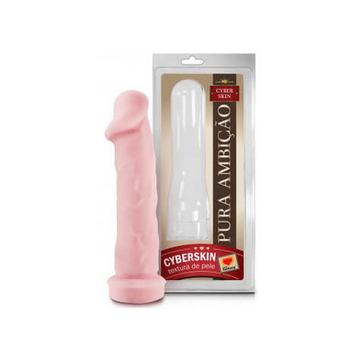 Foto 1 do produto Pura Ambição - Capa Peniana em Formato de Pênis em Cyberskin com Glande Saliente - 17 x 4 cm | Cor: Bege
