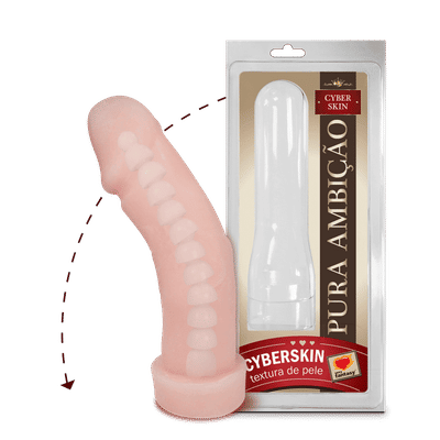 Pura Ambição - Prótese em Formato de Pênis em Cyberskin com Vértebra e Base Achatada - 16,3 x 4,2 cm | Cor: Bege
