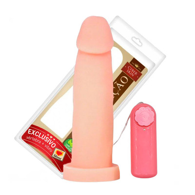 Pura Ambição - Prótese Realística em Formato de Pênis em Cyberskin com Vibrações Multivelocidade e Vértebra - 16 x 4 cm