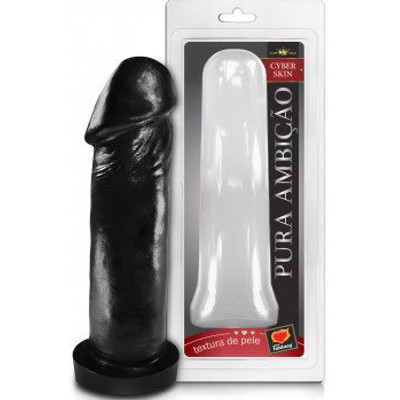 Foto 1 do produto Pura Ambição - Capa Peniana em Formato de Pênis em CyberSkin com Glande Definida - 21 x 5 cm | Cor: Preto