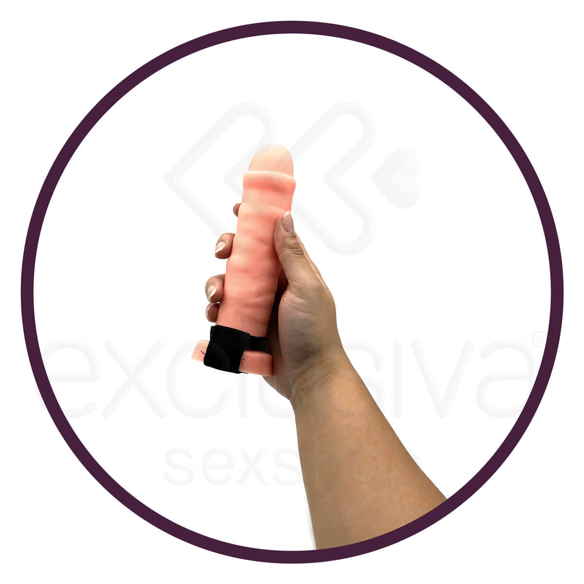 Pura Luxúria - Capa Peniana em Formato de Pênis Prepúcio em PVC e Cinta Elástica - 14,3 x 3,7 cm | Modelo: 1920B - 2