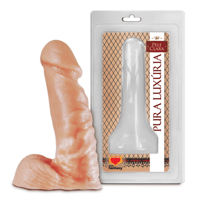 Foto 1 do produto Pura Luxúria - Mini Prótese Realística em Forma de Pênis Ereto com Glande Definida, Veias Salientes e Escroto - 10,5 x 2,9 cm