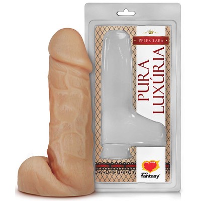Foto 1 do produto Pura Luxúria - Prótese em Forma de Pênis com Glande Definida, Veias Realísticas e Escroto - 17,8 x 5 cm