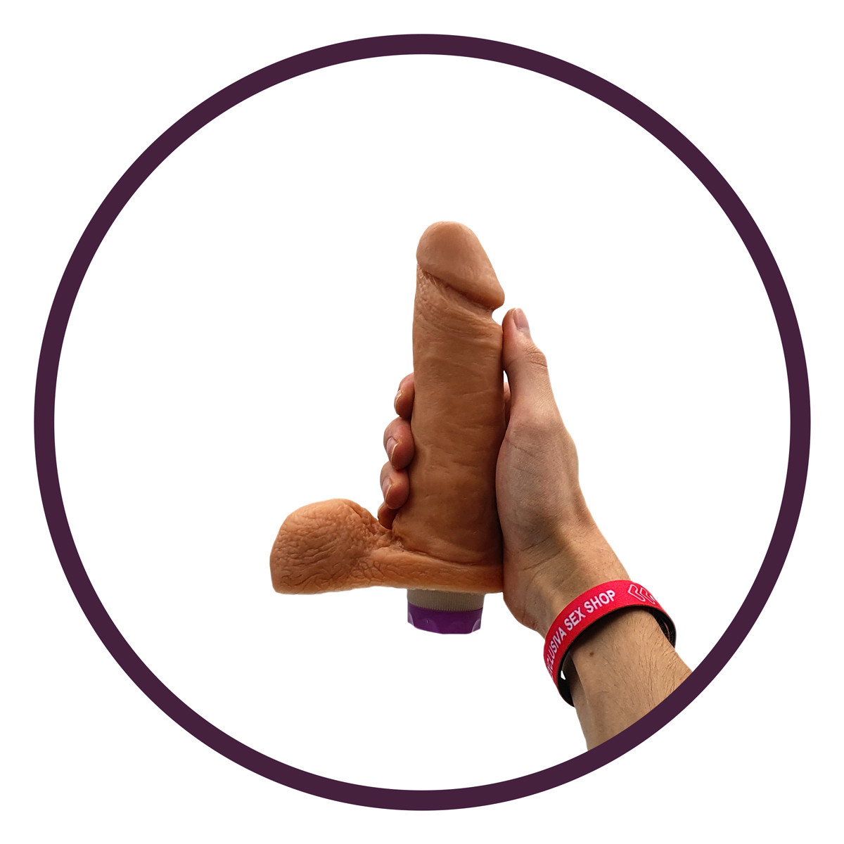 Pura Luxúria - Prótese em Formato de Pênis Realístico com Glande Definida, Veias Salientes, Escroto e Vibro Multivelocidade - 13,5 x 4,5 cm | Modelo: 1777C.B - 2