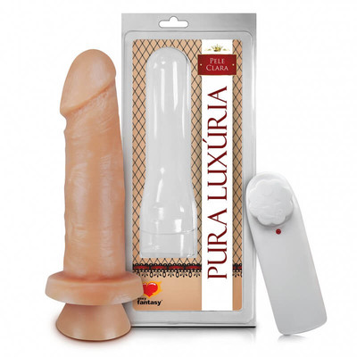 Foto 1 do produto Pura Luxúria - Prótese Realística em Forma de Pênis Ereto com Glande Definida, Saliências, Vibro Multivelocidade e Ventosa - 13 x 4,1 cm
