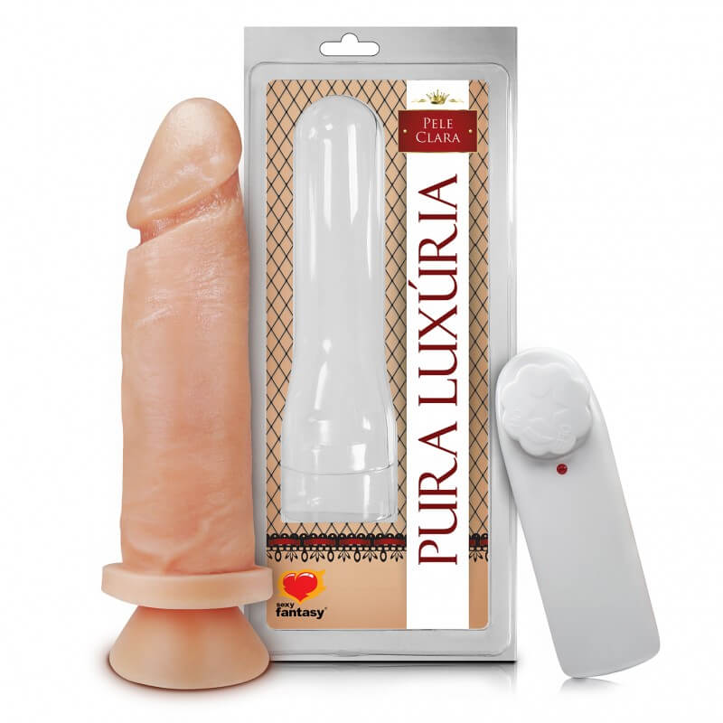 Pura Luxúria - Prótese Realística em Forma de Pênis Ereto com Glande Definida,  Saliências, Vibro multivelocidade e Ventosa- 15 X 4 cm | Modelo: 1441CV.B - 1