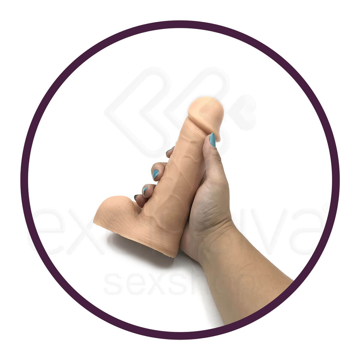 Pura Luxúria - Prótese Realística com Glande Definida, Veias e Escroto Maciço - 14,5 x 4,3 cm - 4