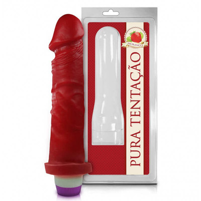 Foto 1 do produto Prótese Realística com Aroma e Multivelocidade de Vibração - Sexy Fantasy Pura Tentação | 17,5 x 4,6 cm | Aroma: Morango