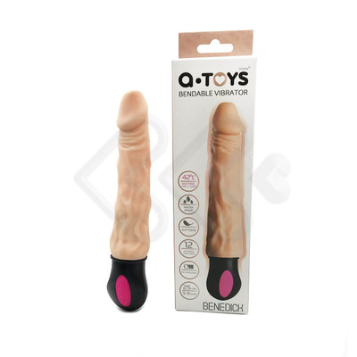 Foto 1 do produto Q-Toys Benedick - Prótese Realística com Glande Definida, Veias Salientes, 10 Modos de Vibração e Auto Aquecimento - 18 x 3,5 cm