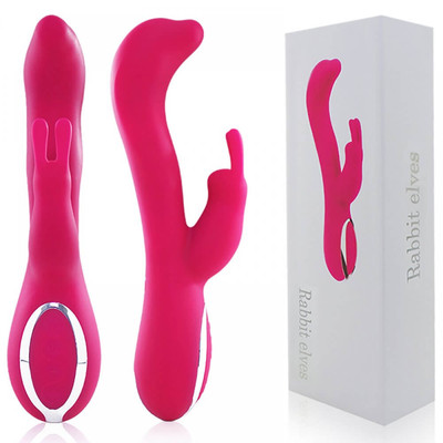 Foto 1 do produto Rabbit Elves - Vibrador Recarregável com Estimulador Clitoriano, 10 Modos de Vibração e Sistema de Auto Aquecimento - 20 x 3 cm | Cor: Rosa