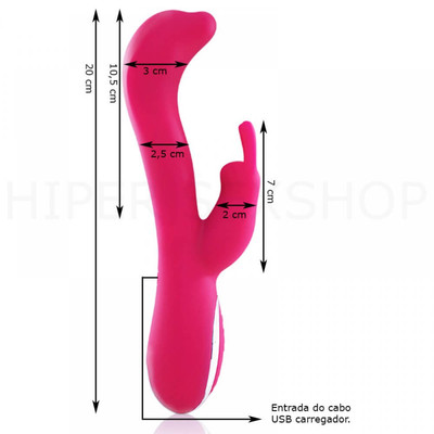 Foto 2 do produto Rabbit Elves - Vibrador Recarregável com Estimulador Clitoriano, 10 Modos de Vibração e Sistema de Auto Aquecimento - 20 x 3 cm | Cor: Rosa