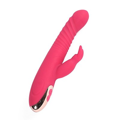Foto 2 do produto Vibrador de Ponto G com Estimulador Clitoriano em Forma de Coelho Recarregável com 3 Movimentos de Vai e Vem e 8 Modos de Vibração - Libo Rabbit Vibrator | 12,3 x 3,3 cm