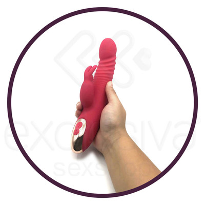 Vibrador de Ponto G com Estimulador Clitoriano em Forma de Coelho Recarregável com 3 Movimentos de Vai e Vem e 8 Modos de Vibração - Libo Rabbit Vibrator | 12,3 x 3,3 cm
