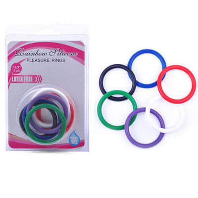Rainbow Silicone Pleasure Rings - Kit com 5 Anéis Penianos de Borracha
