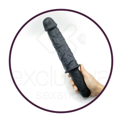 Foto 3 do produto Rammer - Prótese Realista em Silicone com Glande Definida, Veias, Base para Apoio e 10 Modos de Vibrações - 22 x 5,6 cm | Cor: Preto