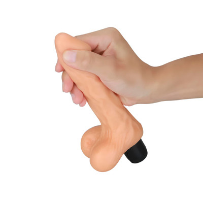 Foto 3 do produto Prótese Peniana Realística em Cyberskin com Escroto, Vibração Multivelocidade e Resistente à Água - Lovetoy Xtreme Feel 8.0" | 13 x 3,5 cm