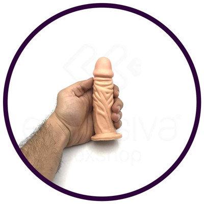 Foto 6 do produto Real Peter - Cinta em Courvin com Pênis Realístico em Silicone Atóxico - 13,5 x 3,6 cm | Cor: Bege