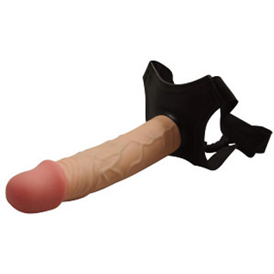 Real Peter - Cinta em Courvin com Prótese em Formato de Pênis Realístico em Silicone sem Vibro - 17,5 x 4 cm | Cor: Bege