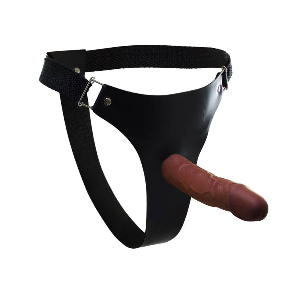 Real Peter - Cinta em Courvin com Prótese em Formato de Pênis Realístico em Silicone sem Vibro - 18 x 3,5 cm | Cor: Marrom - 1