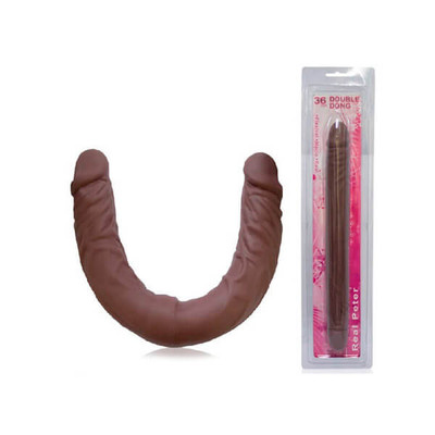 Real Peter Double Dong - Pênis Duplo Havaiano Super Realístico em Silicone - 36 x 4 cm | Cor: Marrom