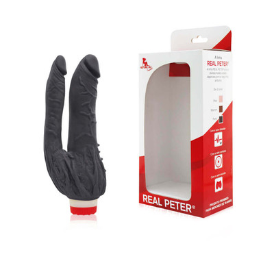 Prótese Peniana Dupla com Vibração em Multivelocidade - Real Peter Double | Disponível em 3 cores