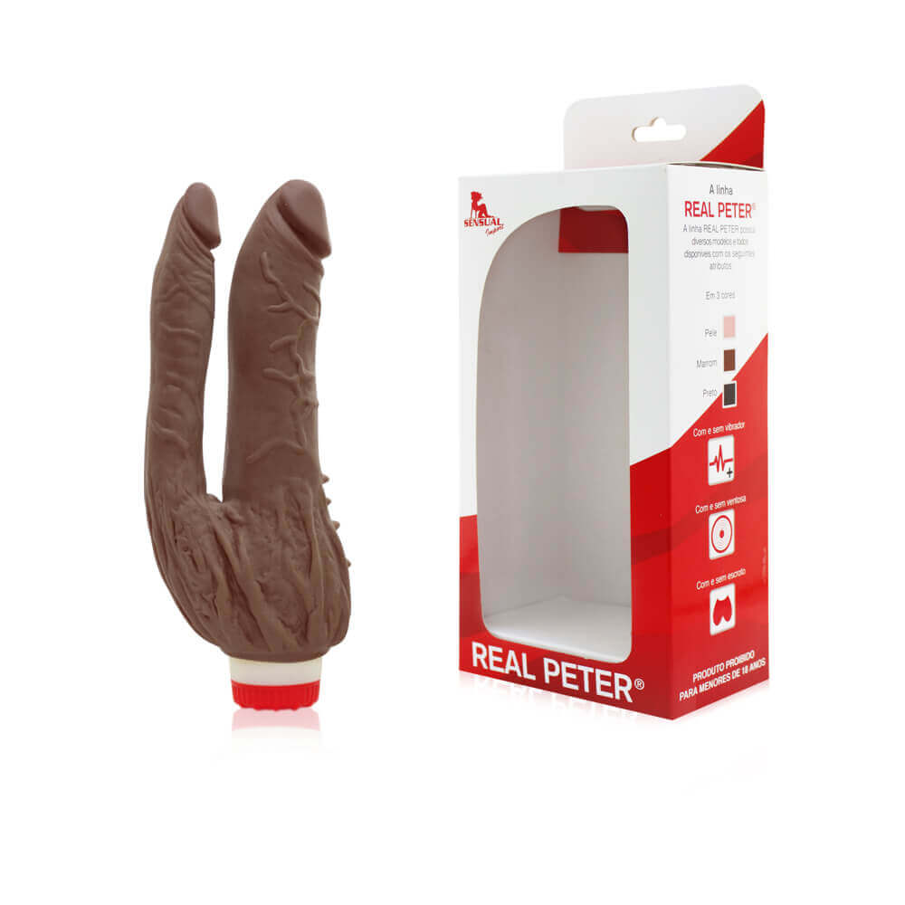Prótese Peniana Dupla com Vibração em Multivelocidade - Real Peter Double | Disponível em 3 cores - 11