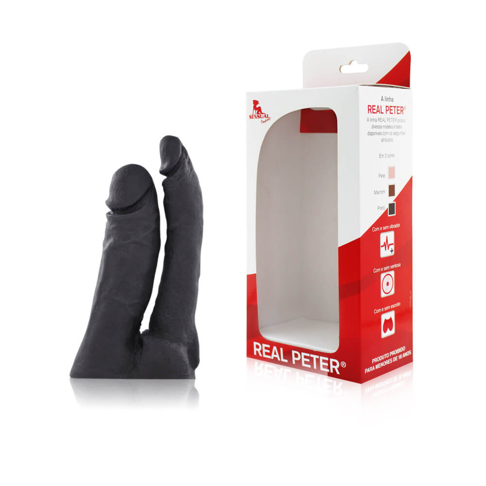 Prótese Dupla em Forma de Pênis com Base Achatada - Real Peter Duplo | Disponível 3 Cores - 11