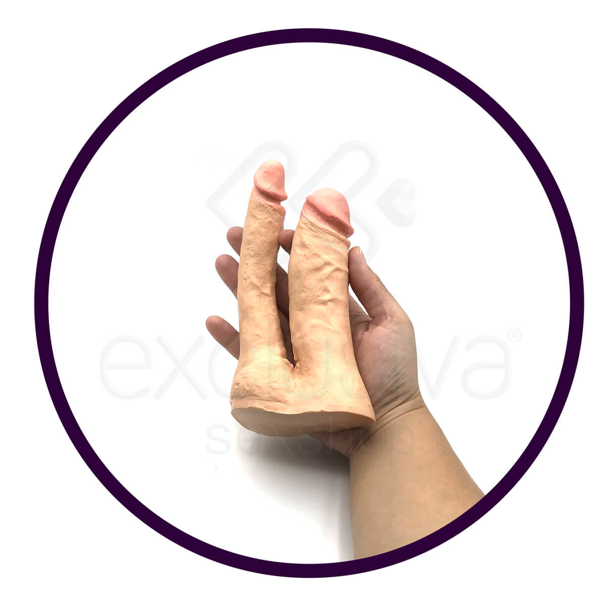Prótese Dupla em Forma de Pênis com Base Achatada - Real Peter Duplo | Disponível 3 Cores - 5