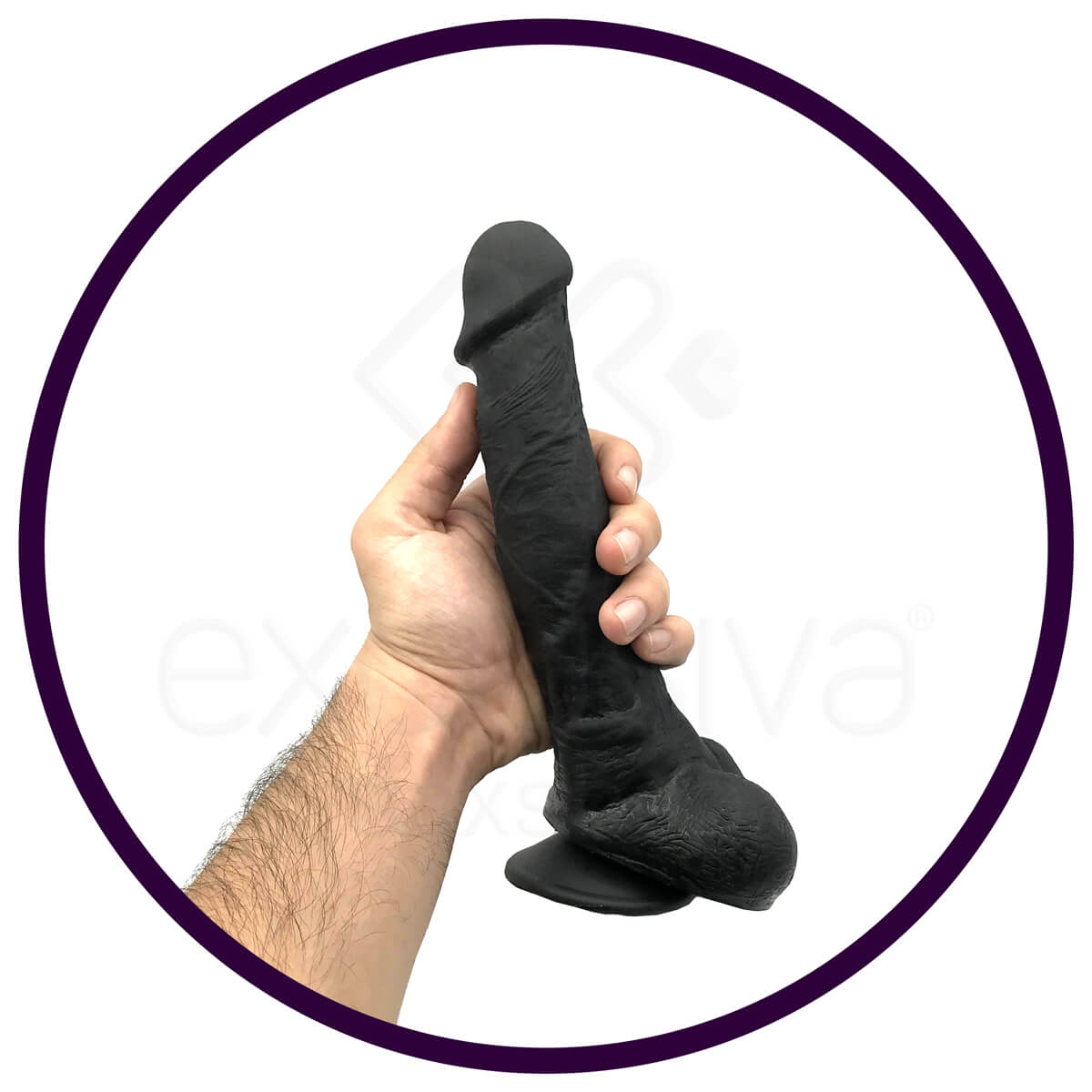 Real Peter Nacho - Prótese Realística em Forma de Pênis com Escroto e Base em Ventosa - 19,5 x 5,1 cm | Cor: Preto - 5