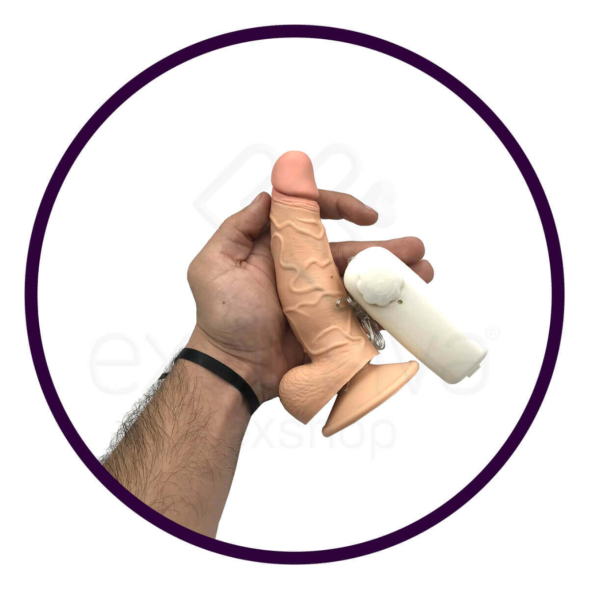 Prótese em Formato de Pênis Curvo com Escroto, Ventosa e Vibração em Multivelocidade - Real Peter | 15 x 3,5 cm | Disponível em 3 Cores - 4