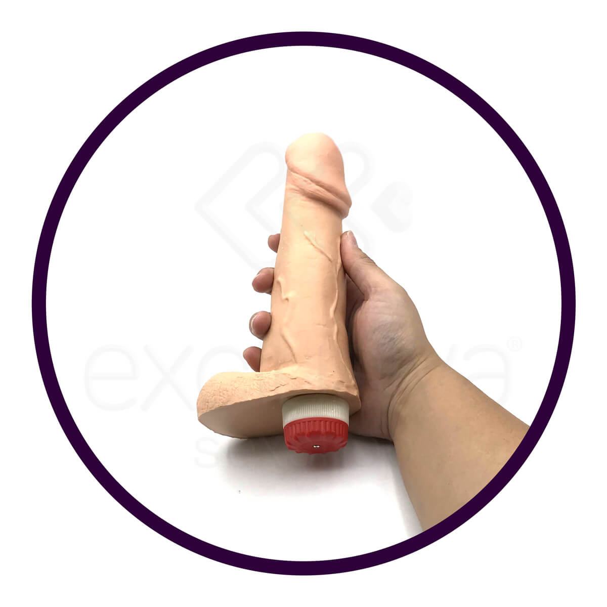 Real Peter - Prótese em Formato de Pênis com Glande Definida, Veias Salientes, Escroto e Vibração Multivelocidade - 16 x 4,8 cm - 5